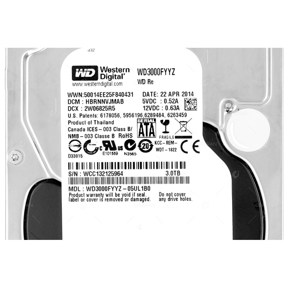 WD3000FYYZ WESTERN DIGITAL 3TB SATA 6GB 7,2K 3,5 LFF HARD DRIVE WD3000FYYZ-05UL1B0,50014EE25F840431